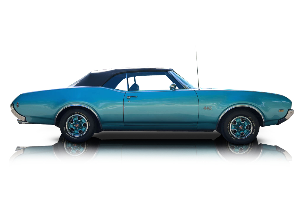 An incredible side shot photo of aOldsmobile 442 that you should buy.