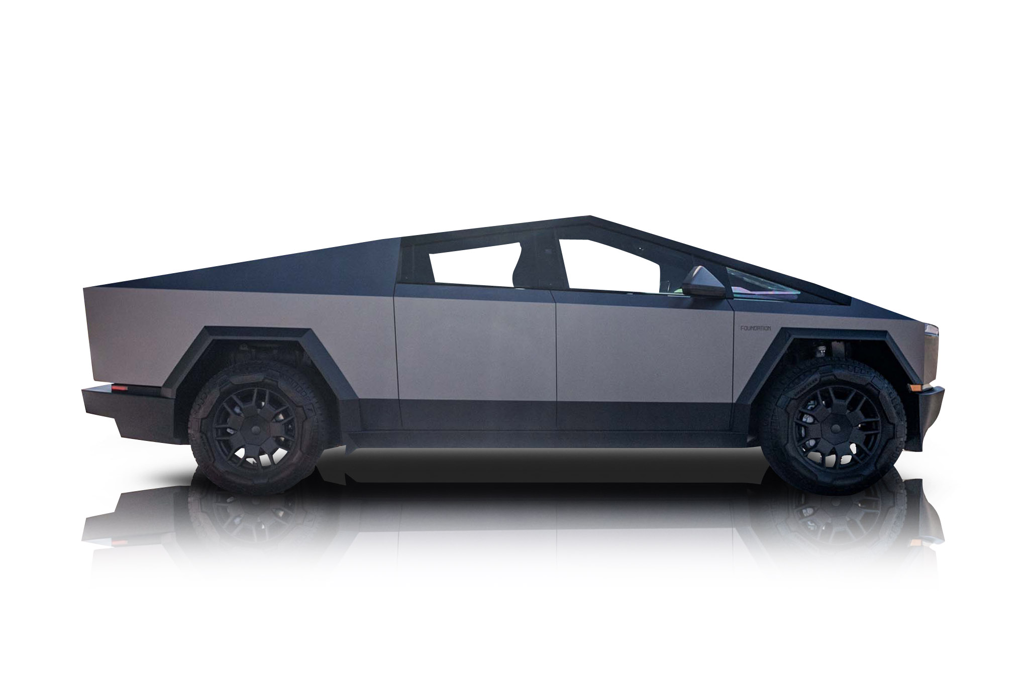 An incredible side shot photo of aTesla Cybertruck that you should buy.