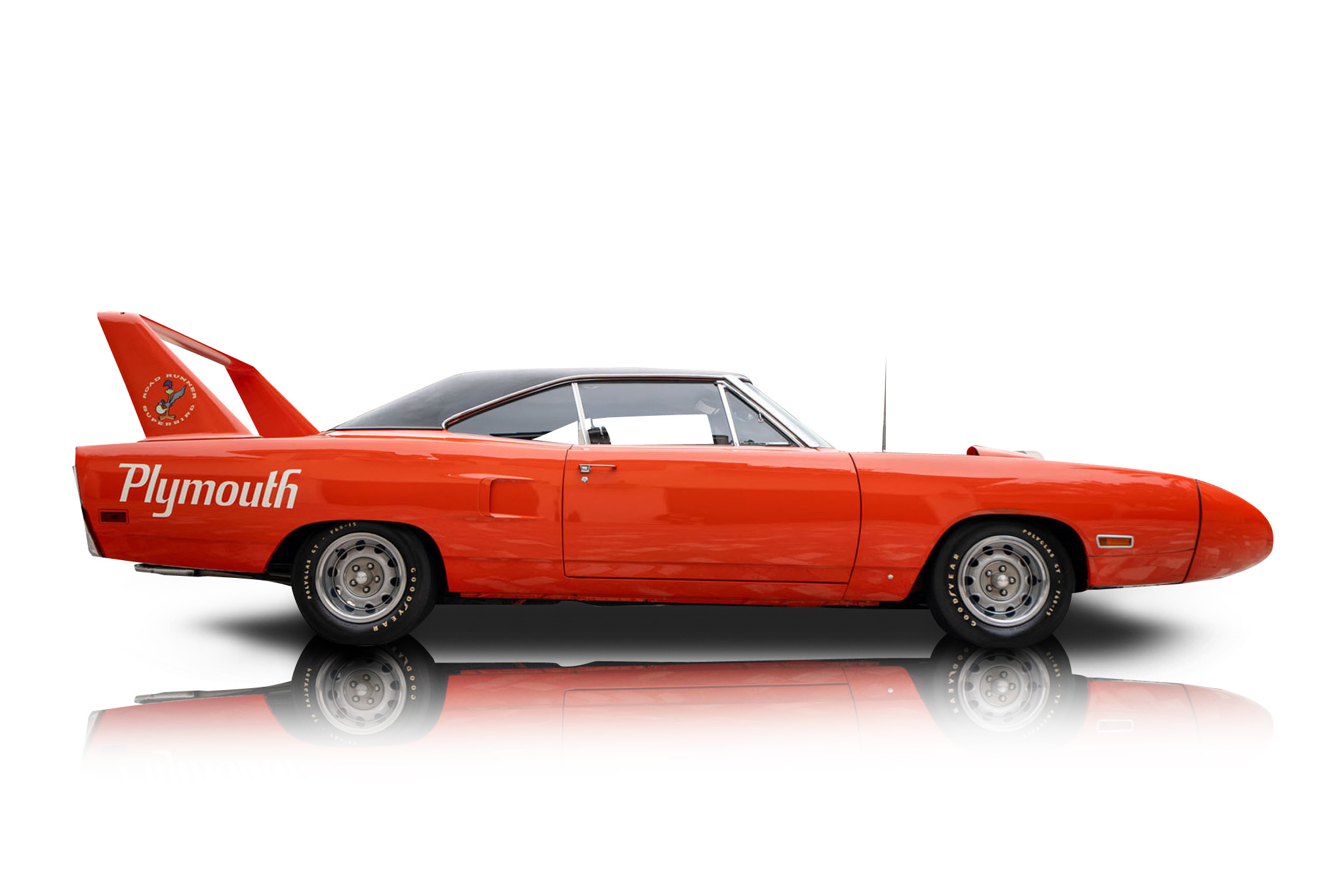 An incredible side shot photo of a Plymouth Road Runner Superbird previously listed on Exotic Car Trader