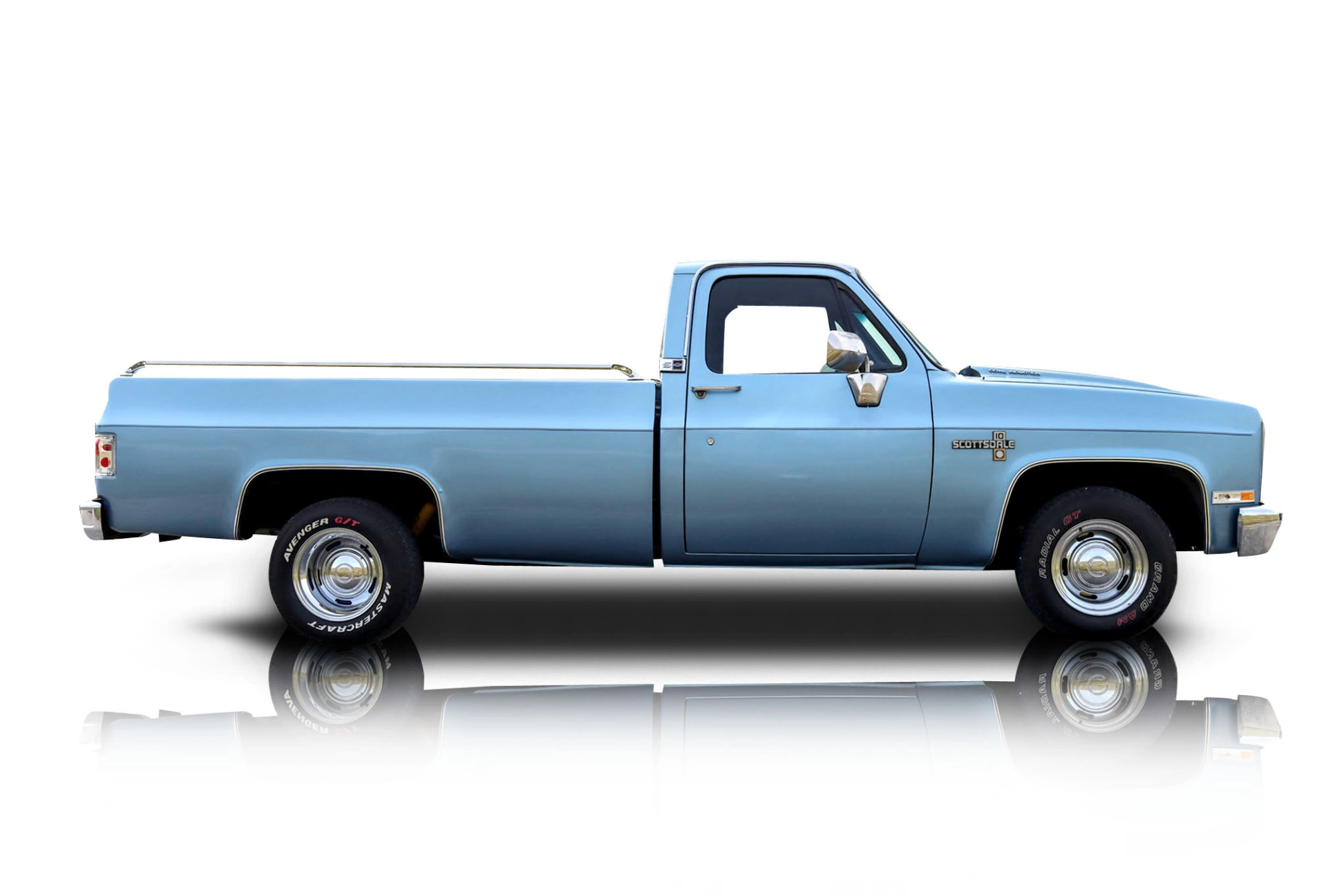An incredible side shot photo of a Chevrolet C10 that you should buy.