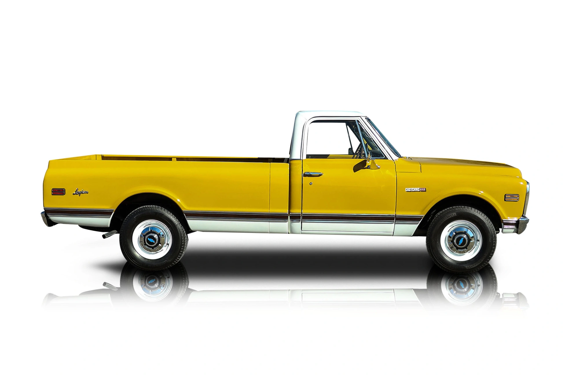 An incredible side shot photo of a Chevrolet C20 that you should buy.